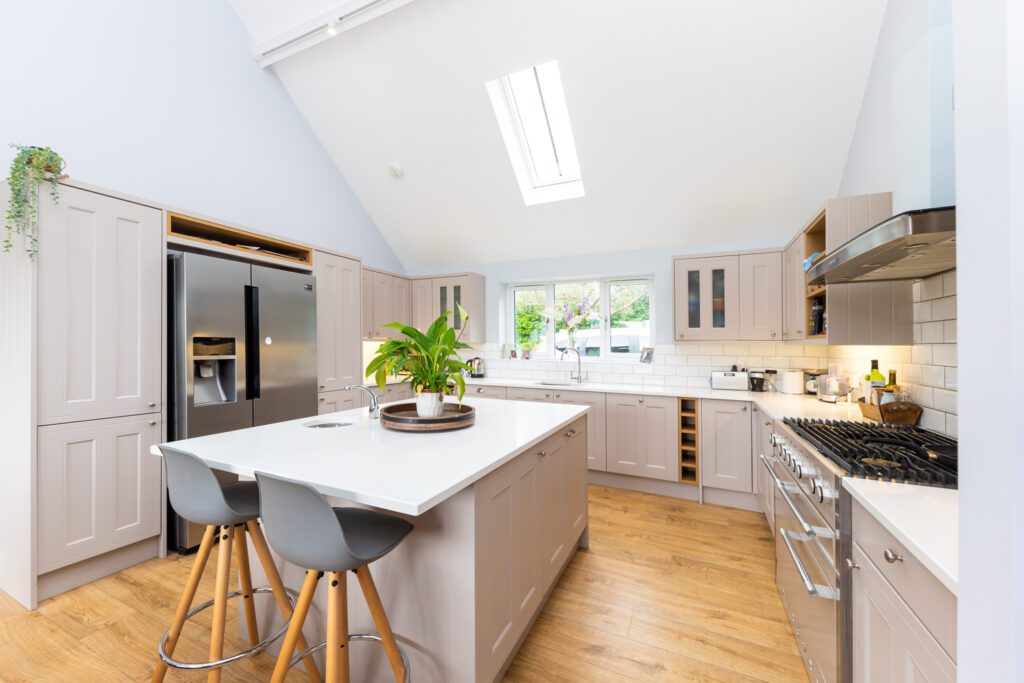 Professional photo of kitchen with skylight